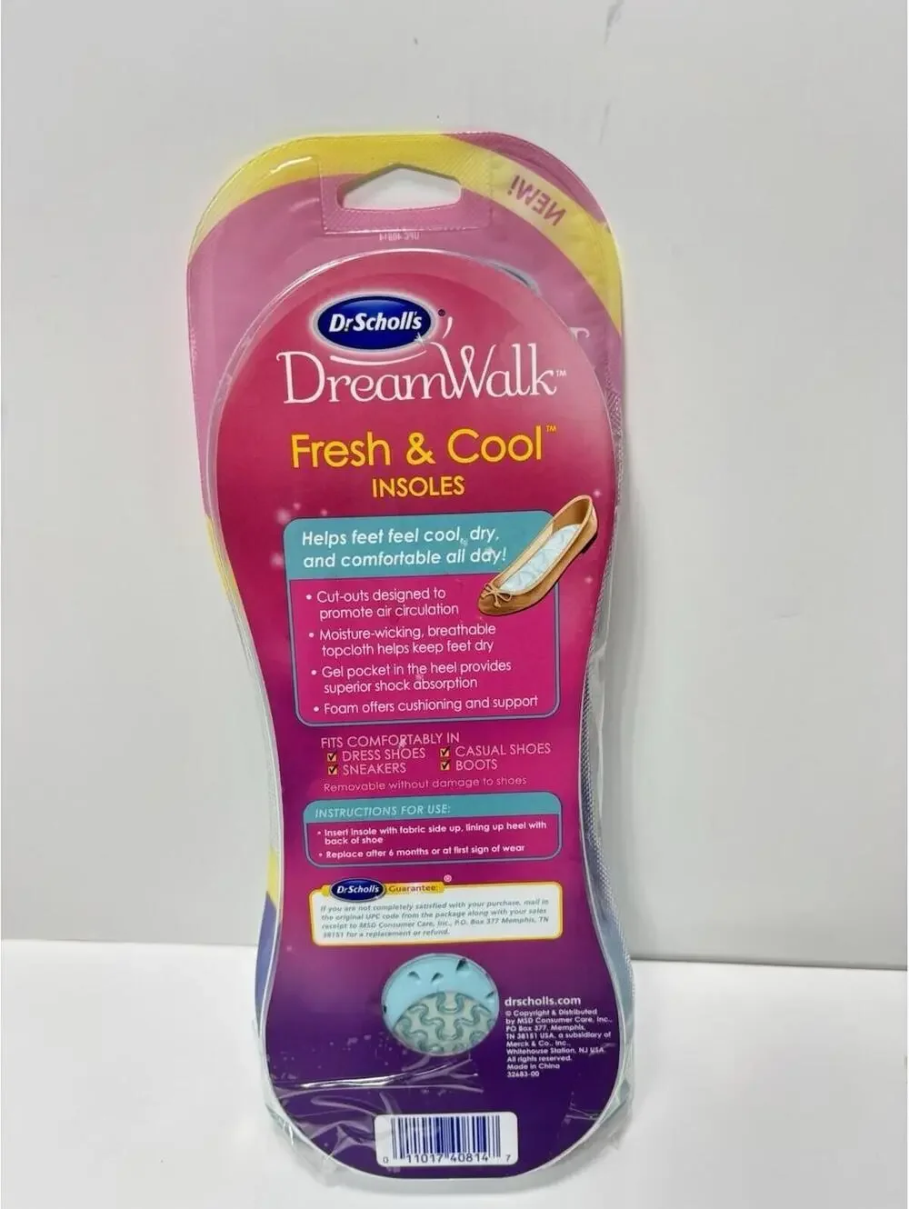 Dr Scholls Dream Walk Fresh Cool Insoles Size 6-10 1 Pair Cut Out Design *Open*